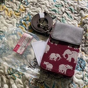 Thirty-One Red and Gray Phone Case with Elephant Design
